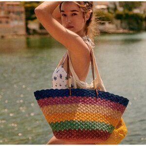 NWOT Sezane Felicie Basket Tote Bag Multicolor